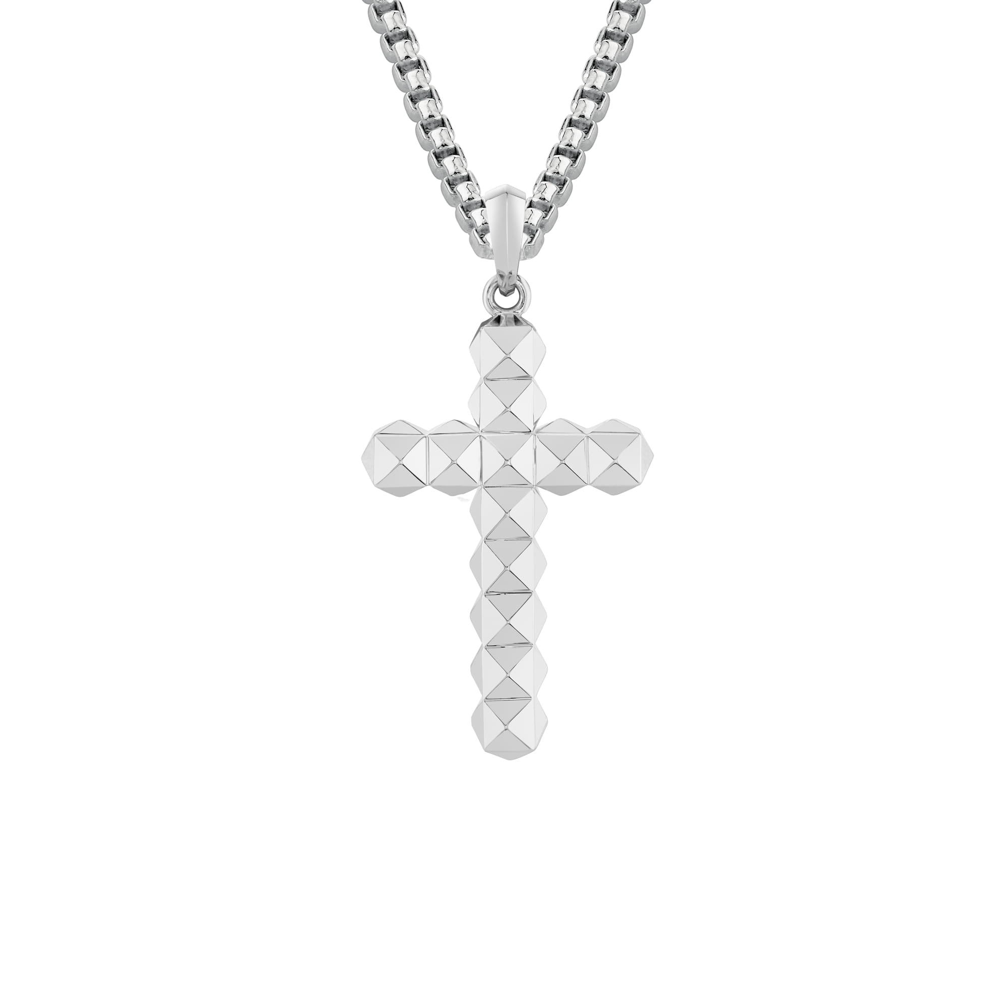 MICHAEL M Men's 18K White Gold Men's Petite 3D Tetra Cross MP239S