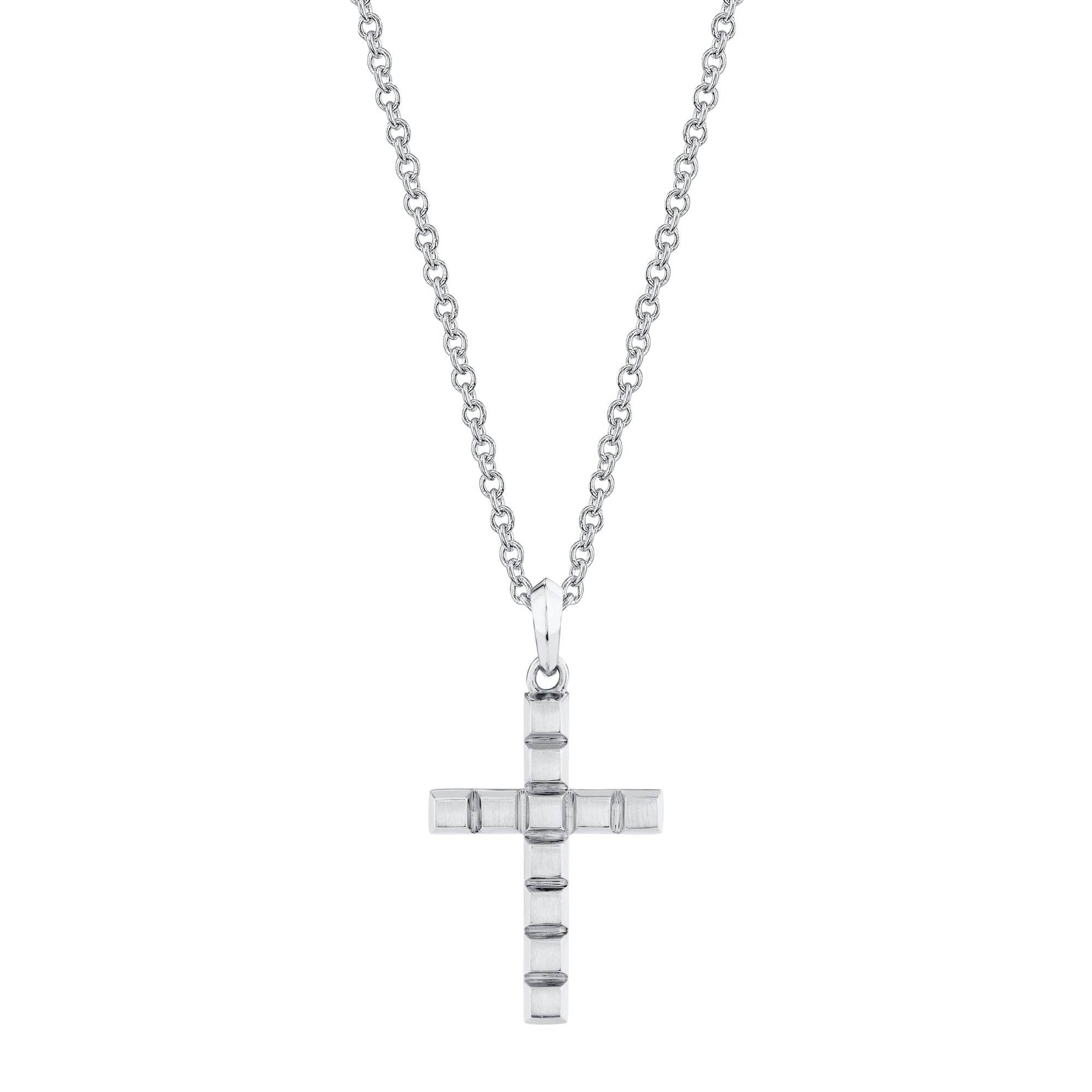 MICHAEL M Men's 18K White Gold Mens Block Cross Pendant