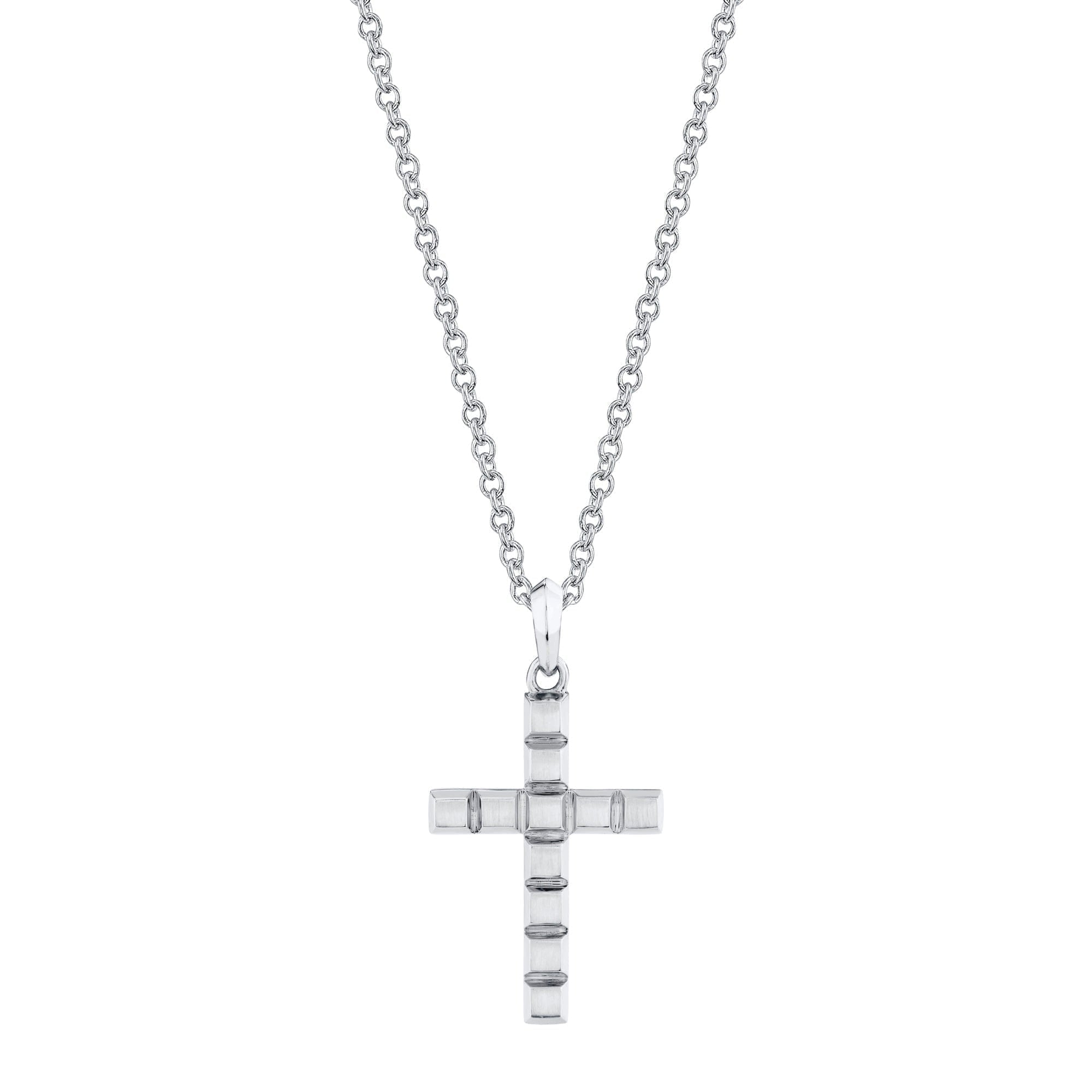 MICHAEL M Men's 18K White Gold Mens Block Cross Pendant