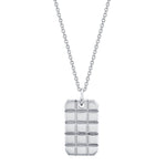MICHAEL M Men's 18K White Gold Mens Block Dog Tag Necklace