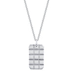MICHAEL M Men's 18K White Gold Mens Block Dog Tag Necklace