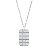 MICHAEL M Men's 18K White Gold Mens Block Dog Tag Necklace