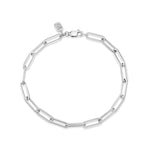 MICHAEL M Men's 18K White Gold / Small 4.5mm Elongated Paper Clip Link Bracelet MBR121S