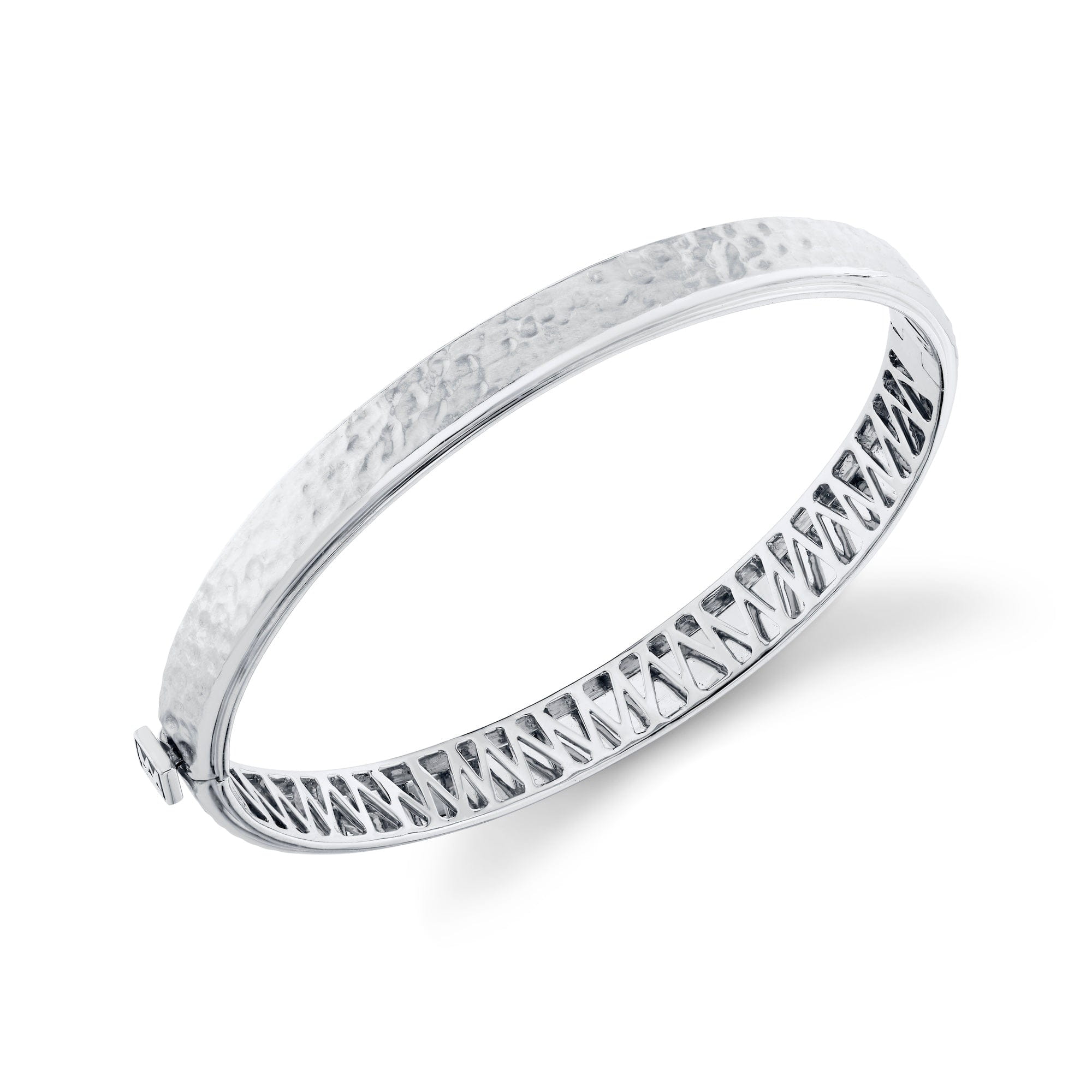 MICHAEL M Men's 18K White Gold / Small Men's Hammered Bracelet