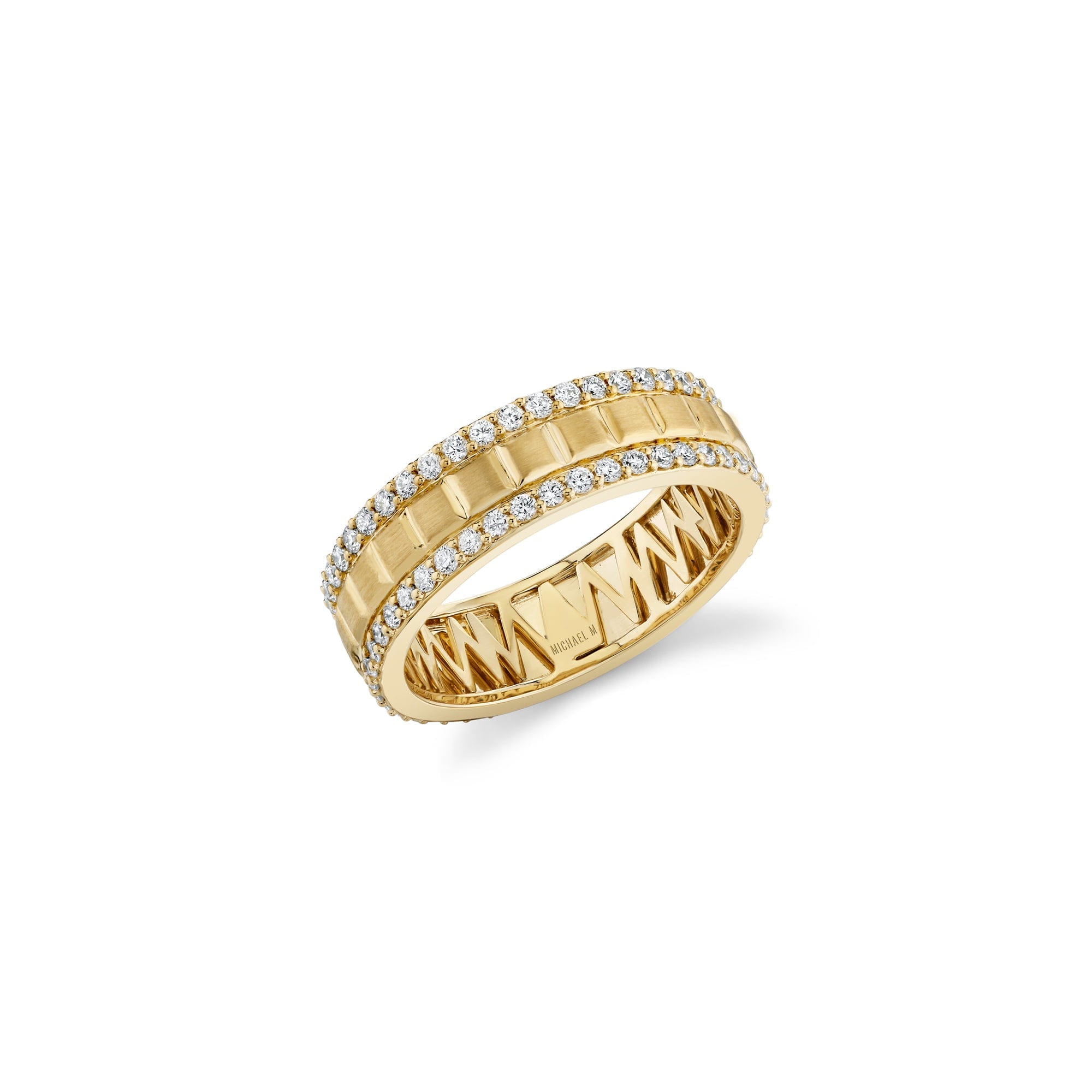 MICHAEL M Men's 18K Yellow Gold / 7 Men's Block Pave Band