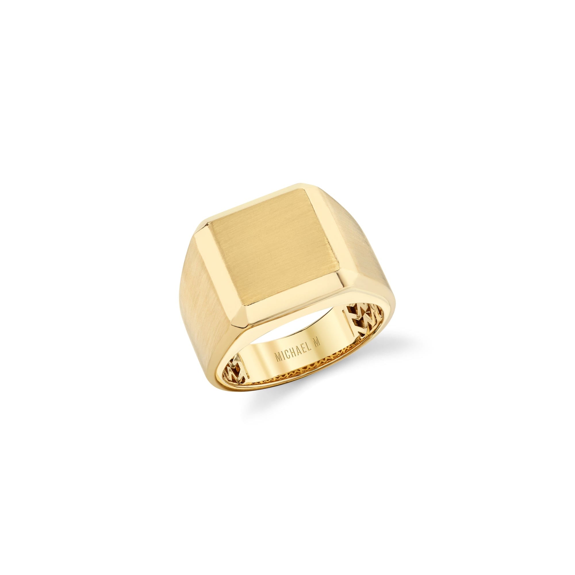 MICHAEL M Men's 18K Yellow Gold / 9 Mens Block Signet Ring