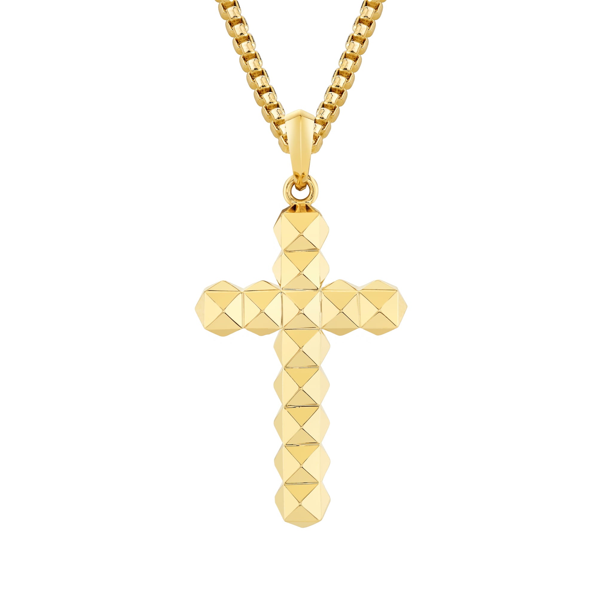 MICHAEL M Men's 18K Yellow Gold Men's Bold 3D Tetra Cross Pendant MP239L
