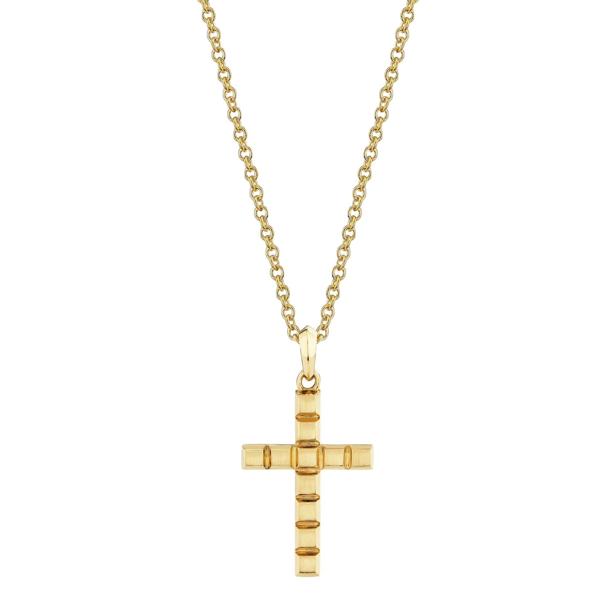 MICHAEL M Men's 18K Yellow Gold Mens Block Cross Pendant