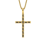 MICHAEL M Men's 18K Yellow Gold *Need pricing Black Diamond Cross Pendant MP232-BLK