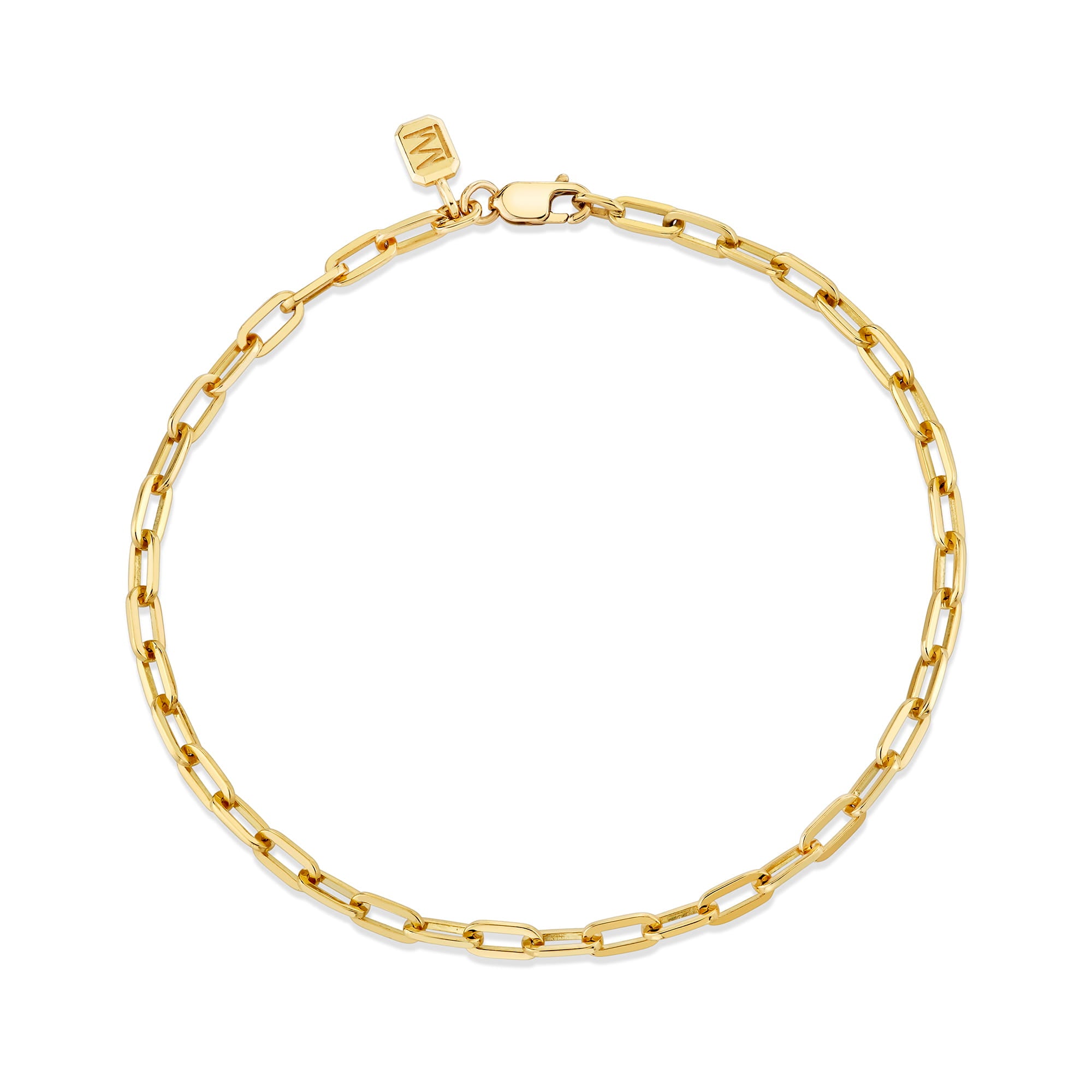 MICHAEL M Men's 18K Yellow Gold / Small 3mm Paper Clip Link Bracelet MBR120S