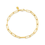 MICHAEL M Men's 18K Yellow Gold / Small 4.5mm Elongated Paper Clip Link Bracelet MBR121S
