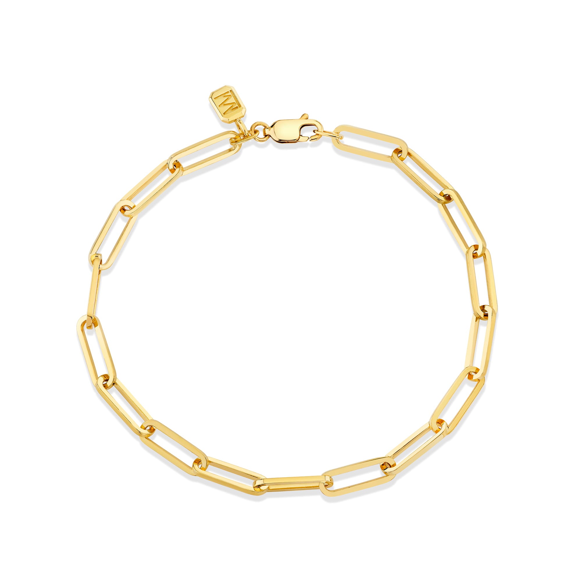 MICHAEL M Men's 18K Yellow Gold / Small 4.5mm Elongated Paper Clip Link Bracelet MBR121S