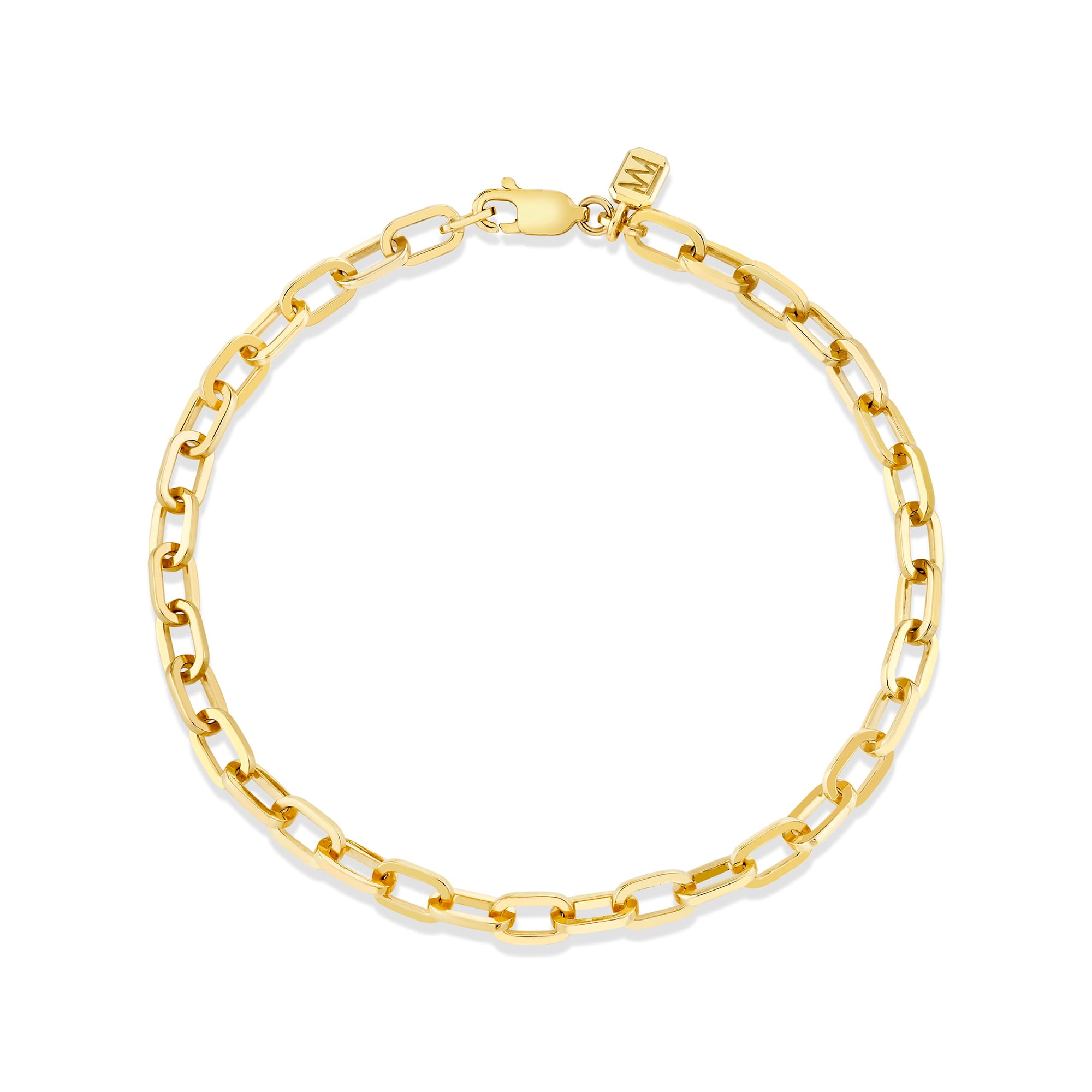 MICHAEL M Men's 18K Yellow Gold / Small 4mm Short Paper Clip Link Bracelet MBR123S