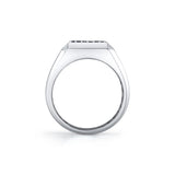 MICHAEL M Men's Men's Black Diamond Block Signet Ring with Pave