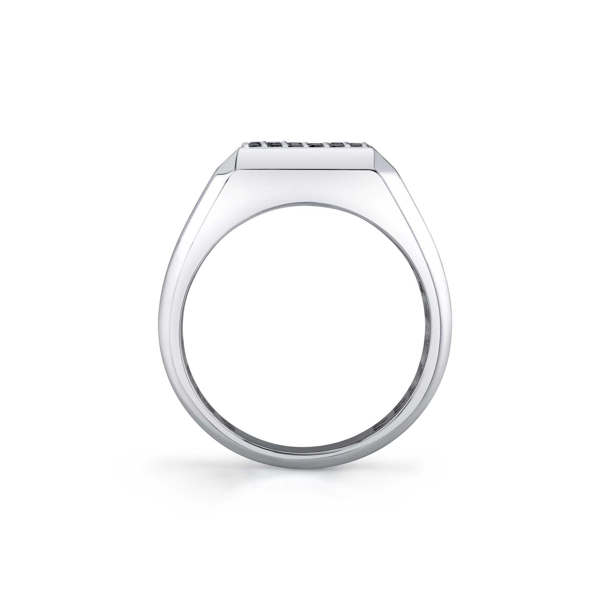 MICHAEL M Men's Men's Black Diamond Block Signet Ring with Pave