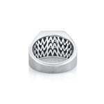 MICHAEL M Men's Men's Black Diamond Block Signet Ring with Pave