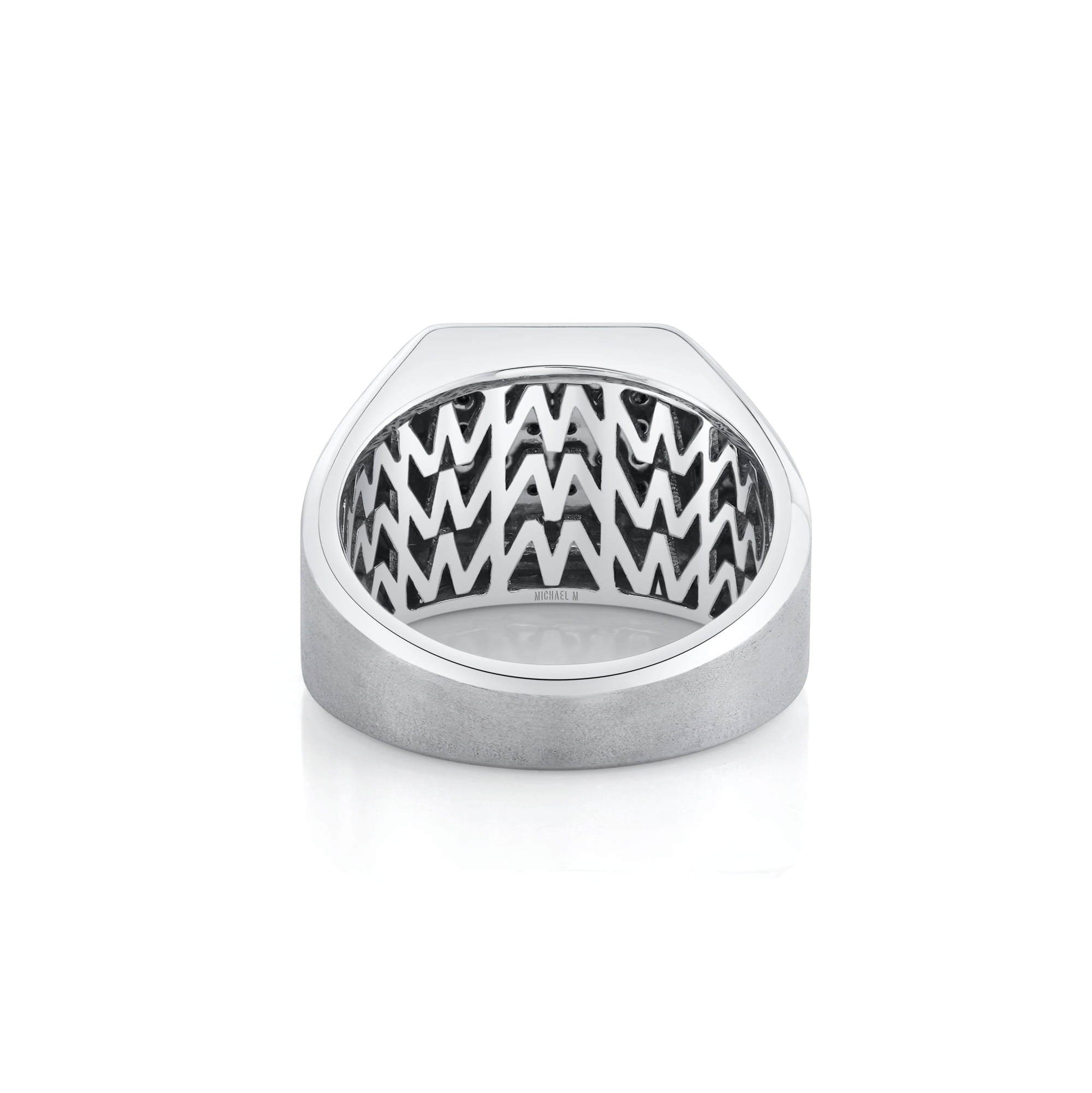 MICHAEL M Men's Men's Black Diamond Block Signet Ring with Pave