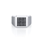 MICHAEL M Men's Men's Black Diamond Block Signet Ring with Pave