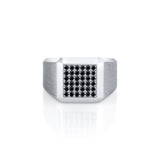 MICHAEL M Men's Men's Black Diamond Block Signet Ring with Pave