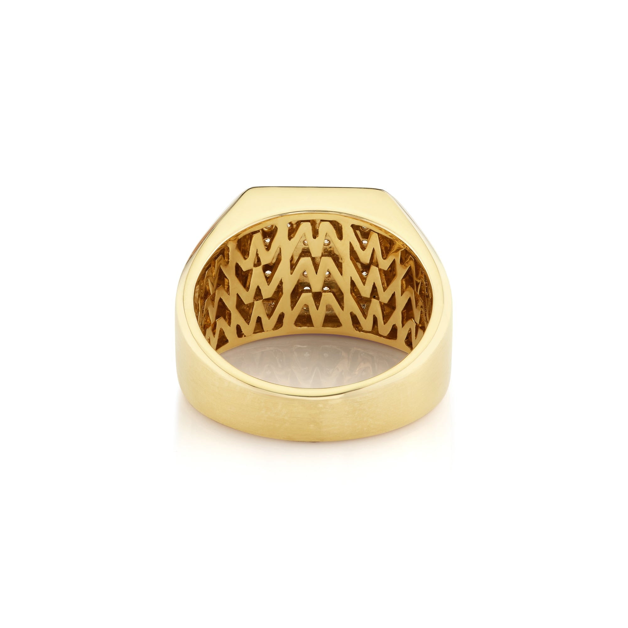 MICHAEL M Men's Mens Block Signet Ring with Pave