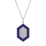 MICHAEL M Necklace 14k White Gold / Blue Chroma Pavé Hexagon Pendant P491BL