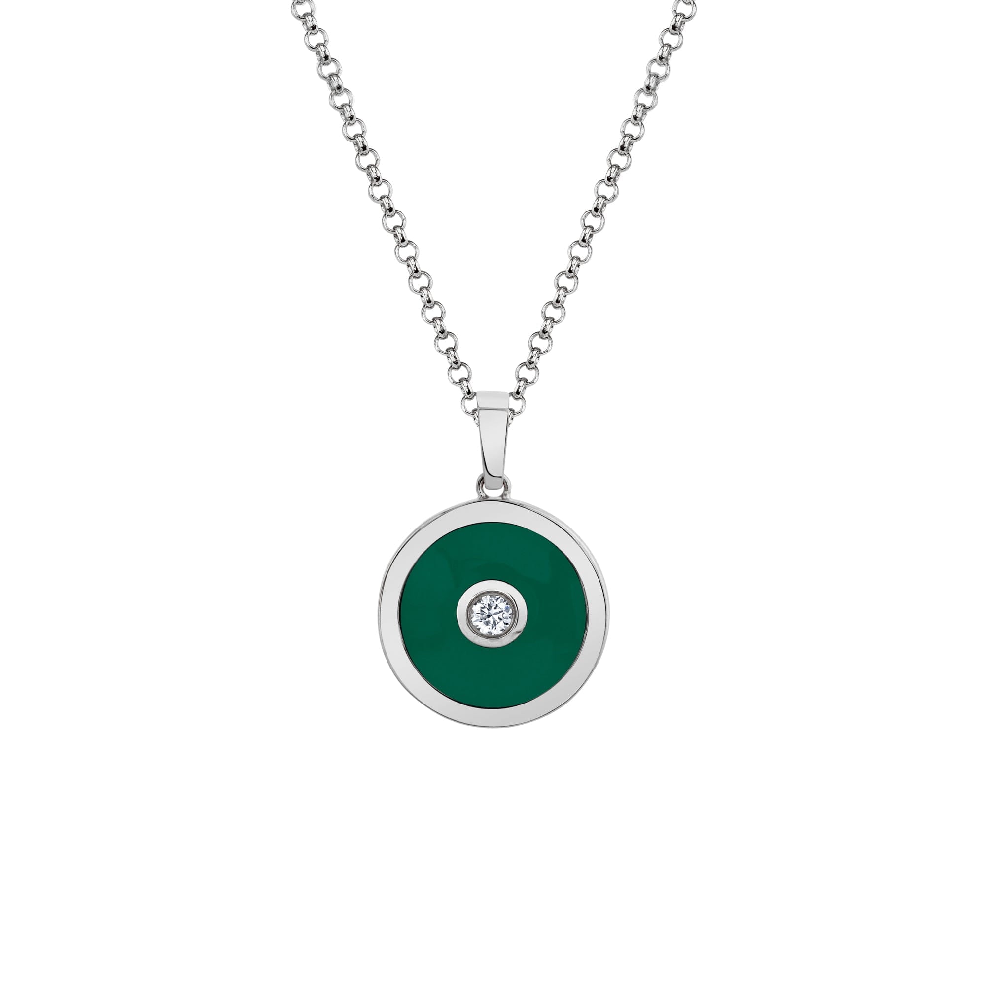 MICHAEL M Necklace 14k White Gold / Green Chroma Bullseye Pendant P488GR