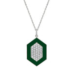 MICHAEL M Necklace 14k White Gold / Green Chroma Pavé Hexagon Pendant P491GR