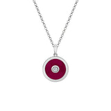 MICHAEL M Necklace 14k White Gold / Magenta Chroma Bullseye Pendant P488MA