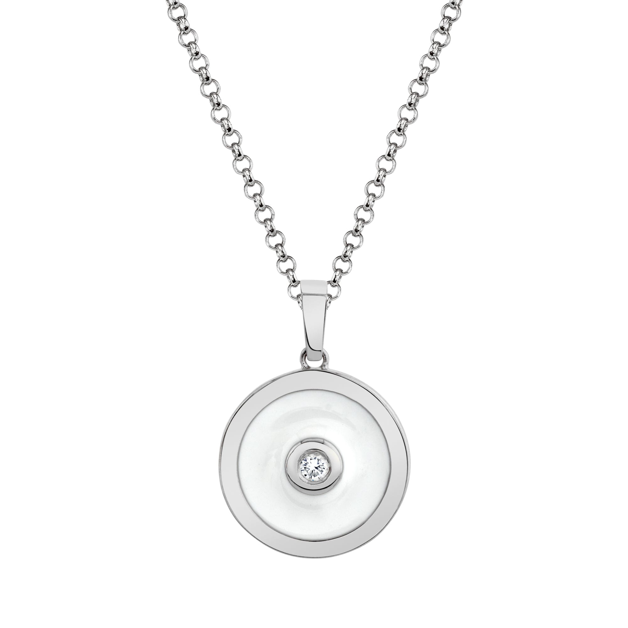 MICHAEL M Necklace 14k White Gold / White Chroma Bullseye Pendant P488WH