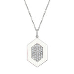 MICHAEL M Necklace 14k White Gold / White Chroma Pavé Hexagon Pendant P491WH