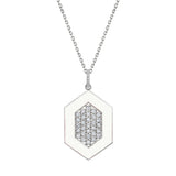 MICHAEL M Necklace 14k White Gold / White Chroma Pavé Hexagon Pendant P491WH