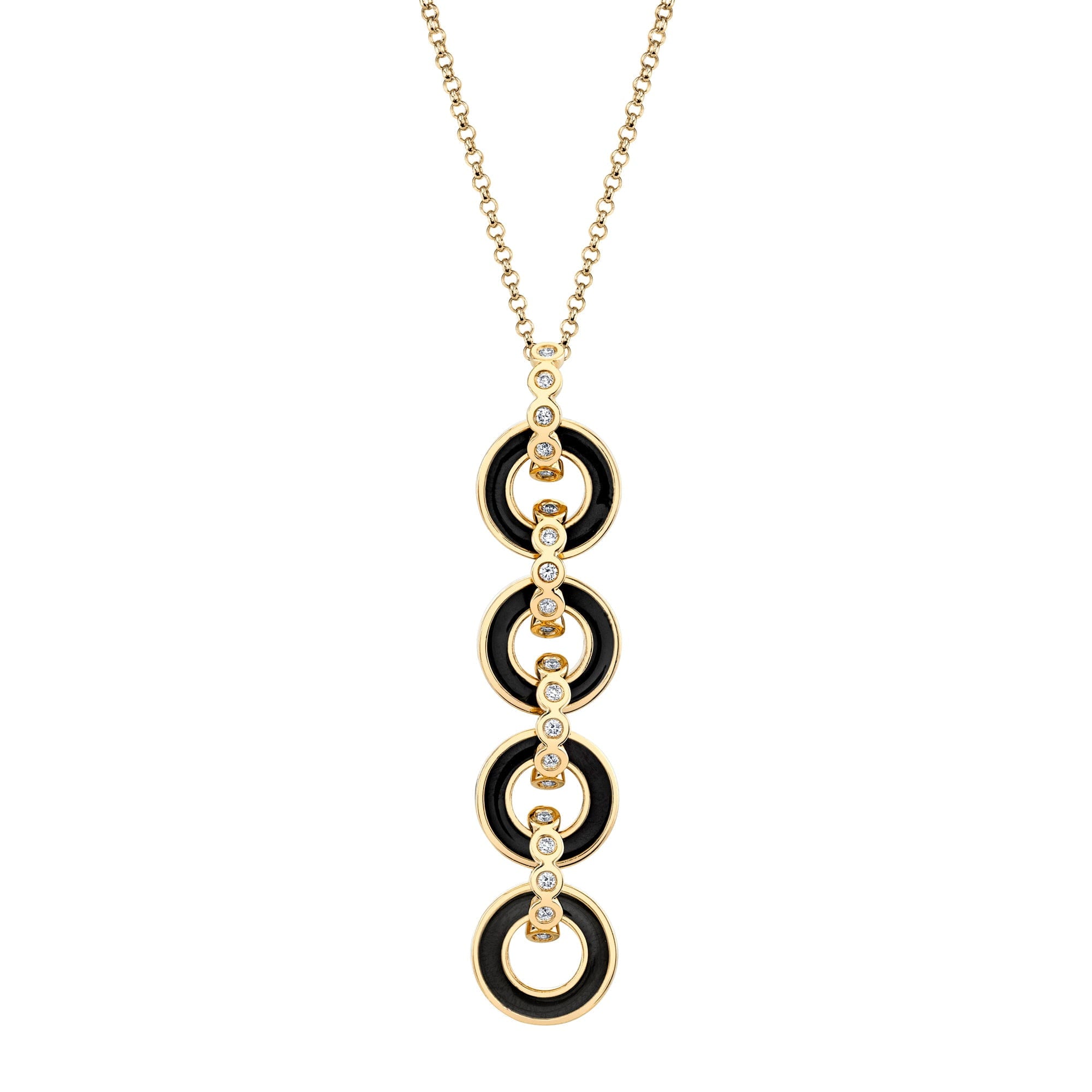 MICHAEL M Necklace 14k Yellow Gold / Black Chroma Arch Drop Pendant P494