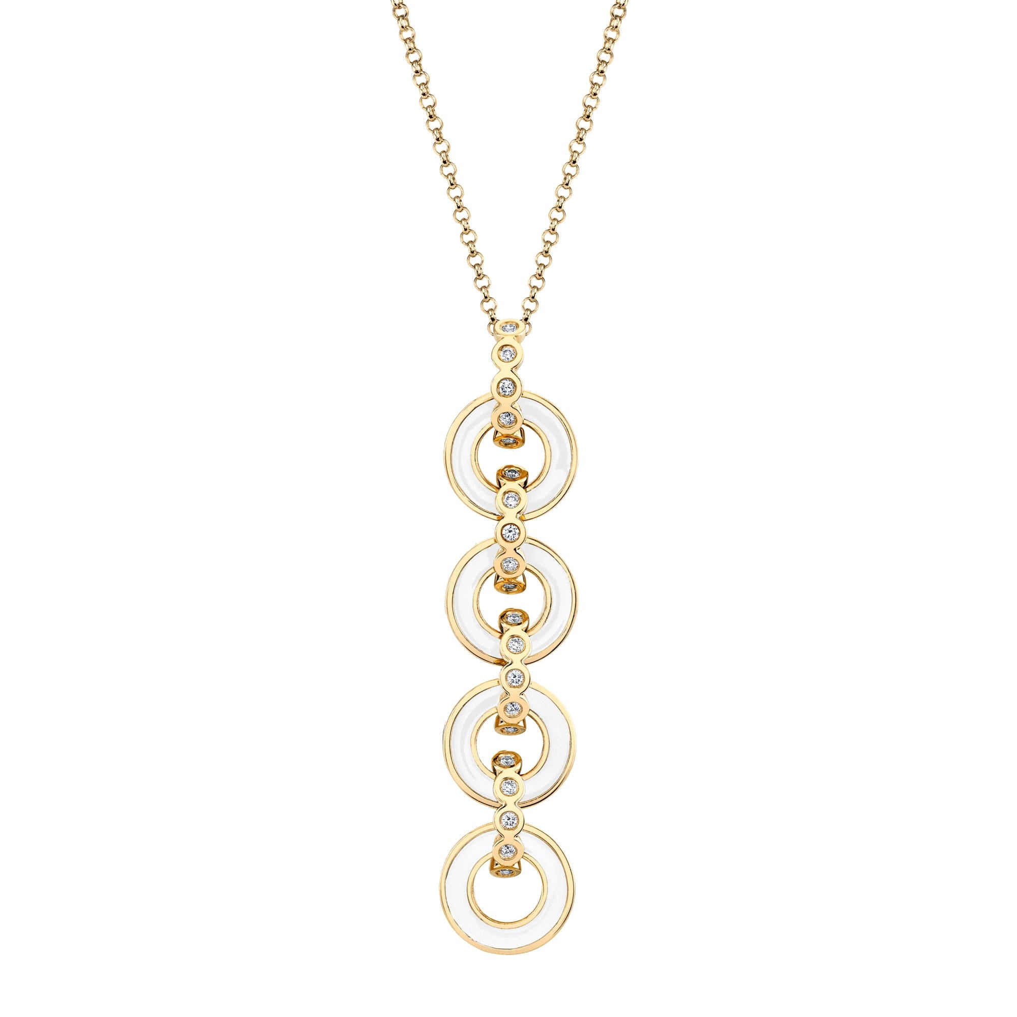 MICHAEL M Necklace 14k Yellow Gold / White Chroma Arch Drop Pendant P494