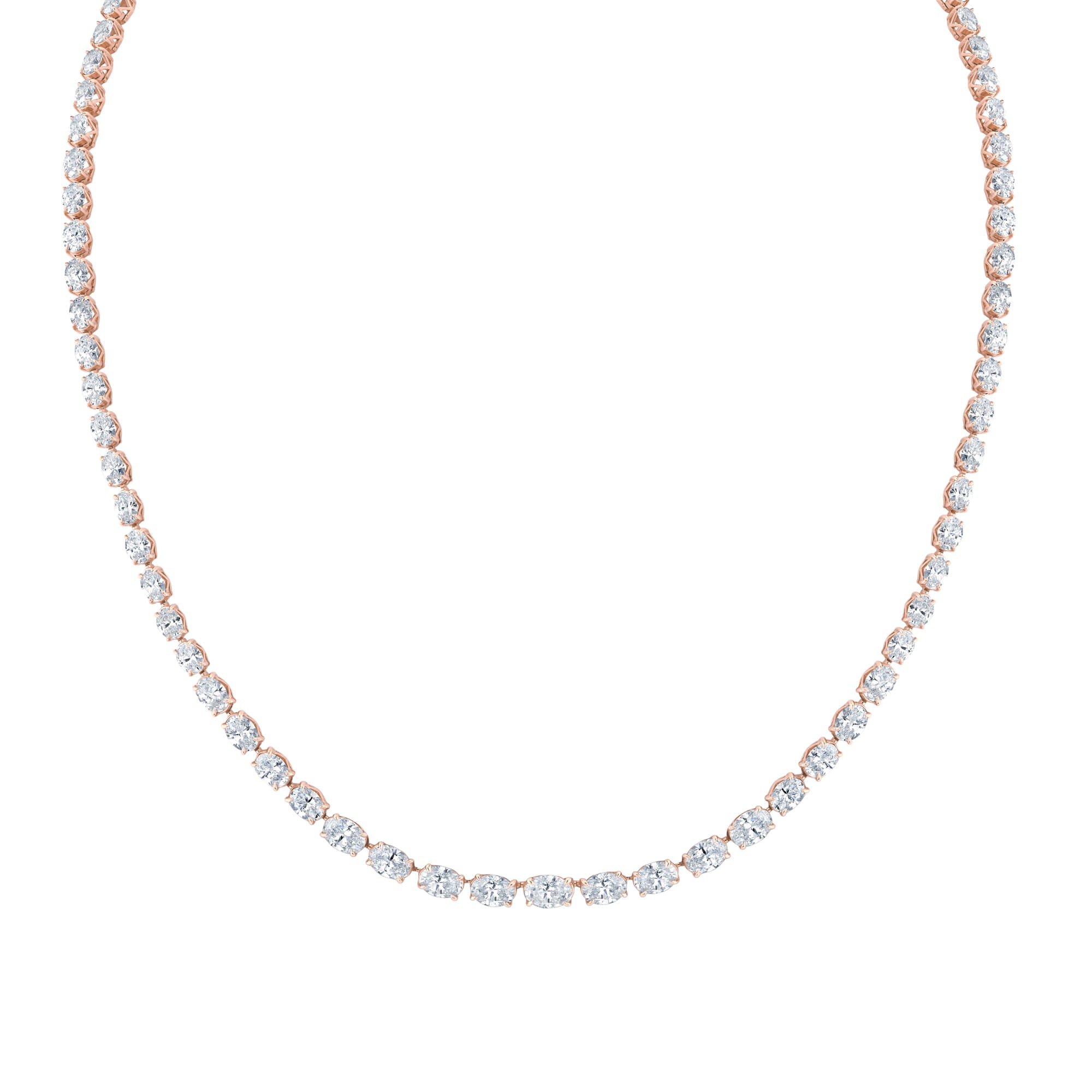 MICHAEL M Necklace 18K Rose Gold Meksian Oval Riviera Necklace CN378