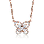 MICHAEL M Necklace 18K Rose Gold Montage Framed Butterfly Necklace P418