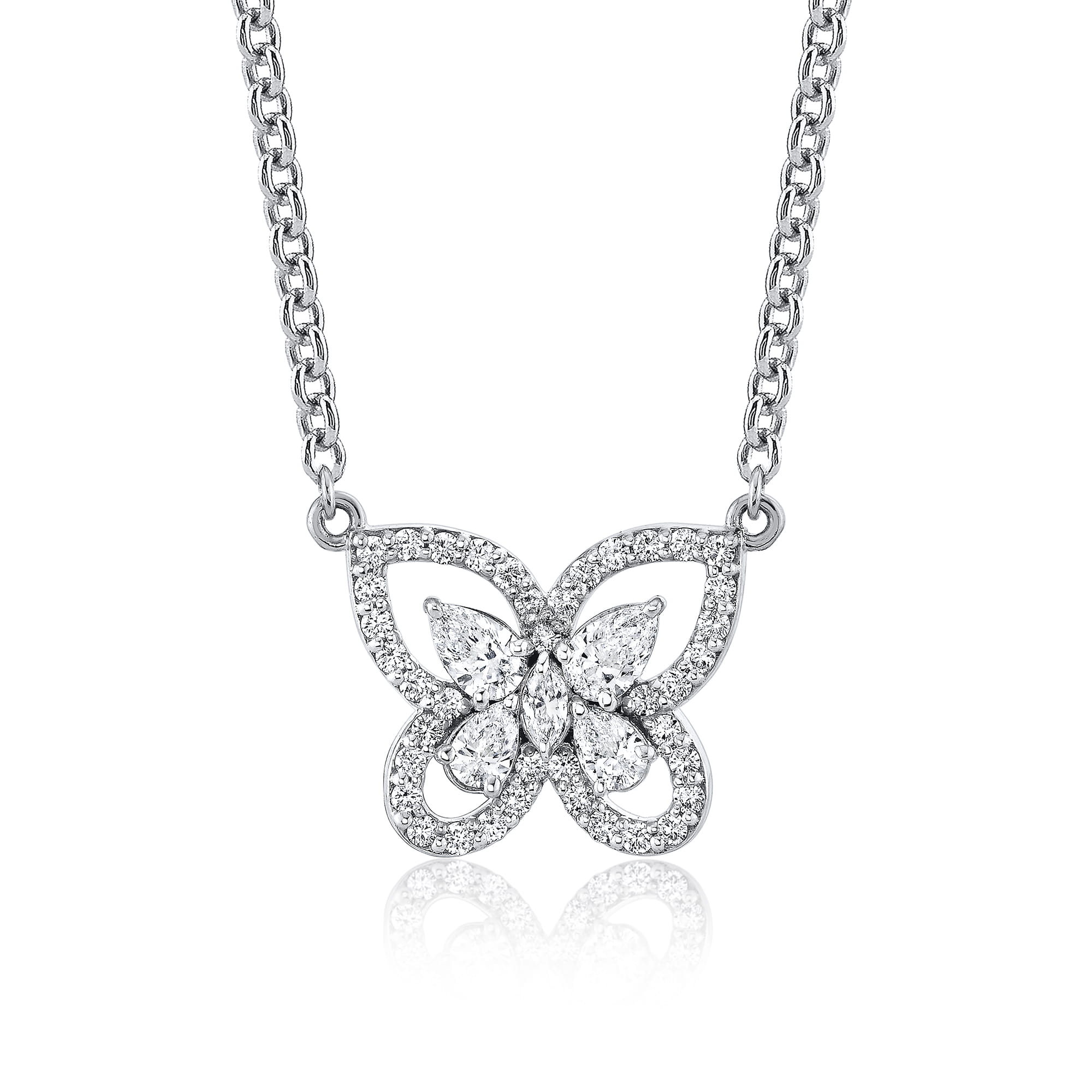 MICHAEL M Necklace 18K White Gold Montage Framed Butterfly Necklace P418