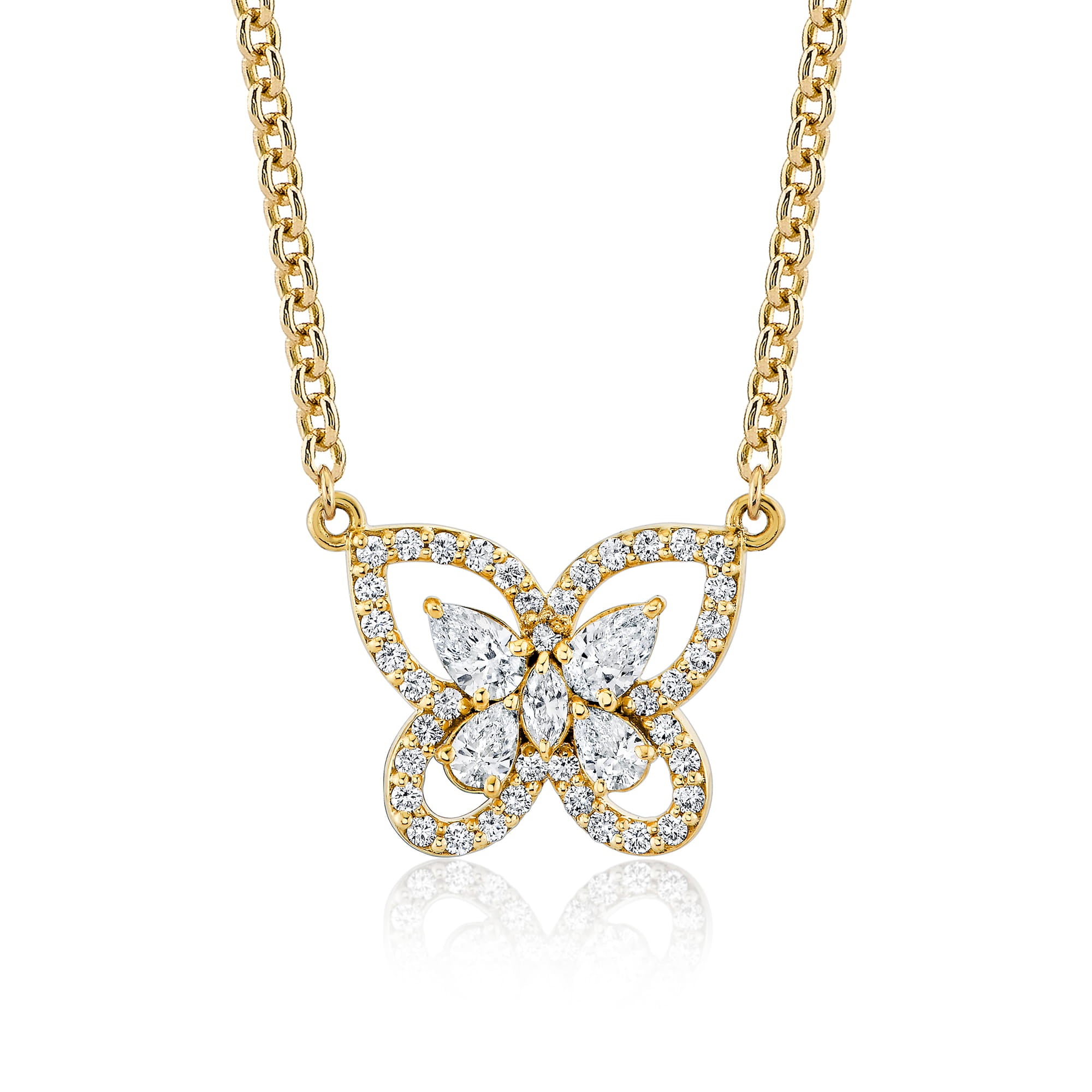 MICHAEL M Necklace 18K Yellow Gold Montage Framed Butterfly Necklace P418