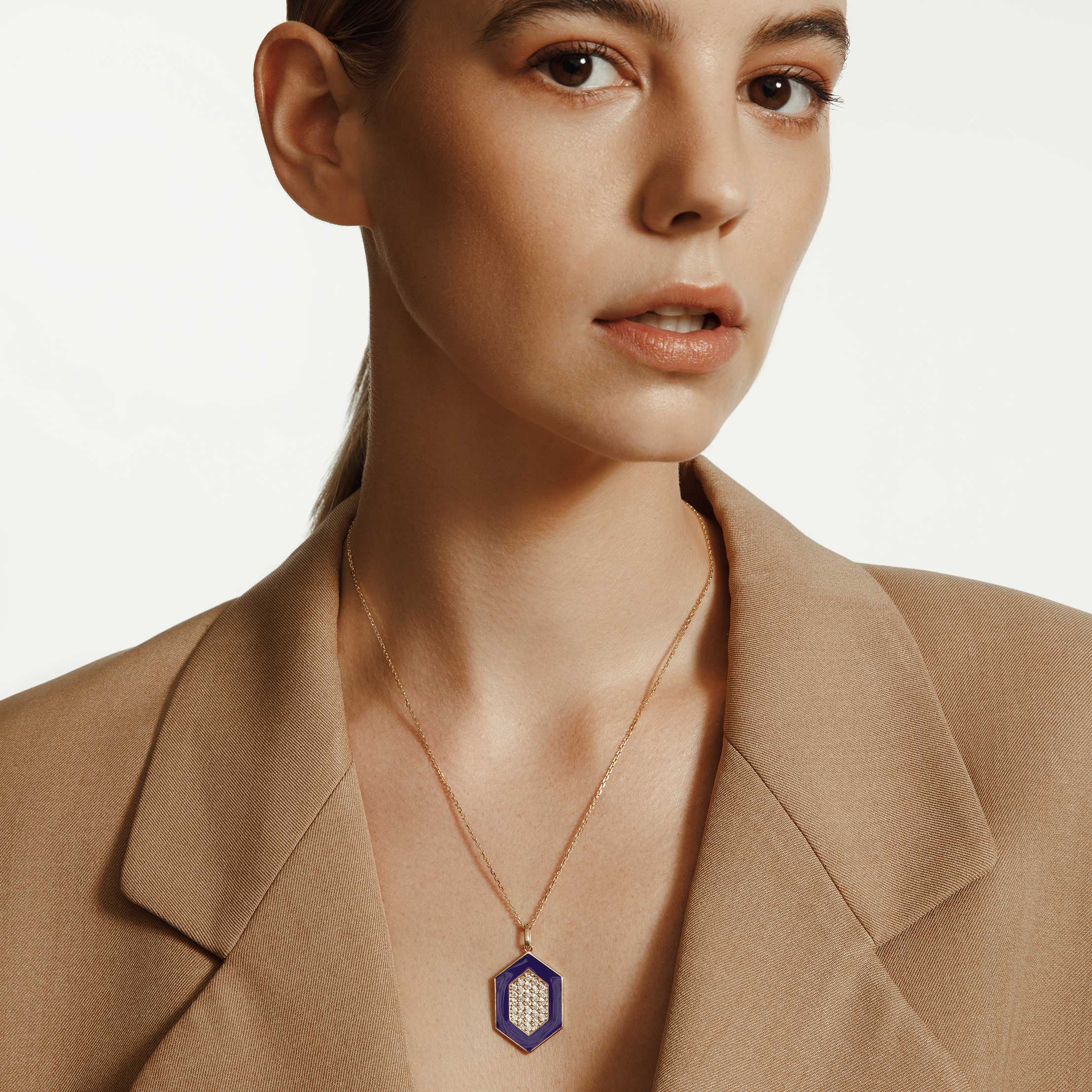 MICHAEL M Necklace Chroma Pavé Hexagon Pendant