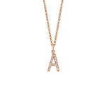MICHAEL M Necklaces 14K Rose Gold / A Diamond Initial Pendant P141A