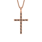 MICHAEL M Necklaces 14K Rose Gold Box Black Diamond Cross Pendant MP232