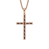 MICHAEL M Necklaces 14K Rose Gold Box Black Diamond Cross Pendant MP232