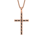 MICHAEL M Necklaces 14K Rose Gold Box Black Diamond Cross Pendant MP232RG