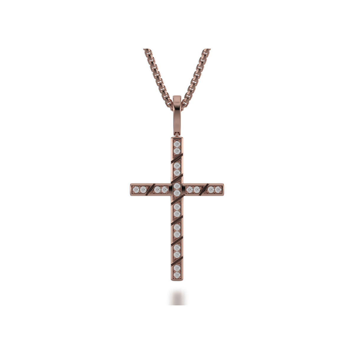 MICHAEL M Necklaces 14K Rose Gold Box Diamond Cross Pendant MP232