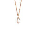 MICHAEL M Necklaces 14K Rose Gold / C Diamond Initial Pendant P141C