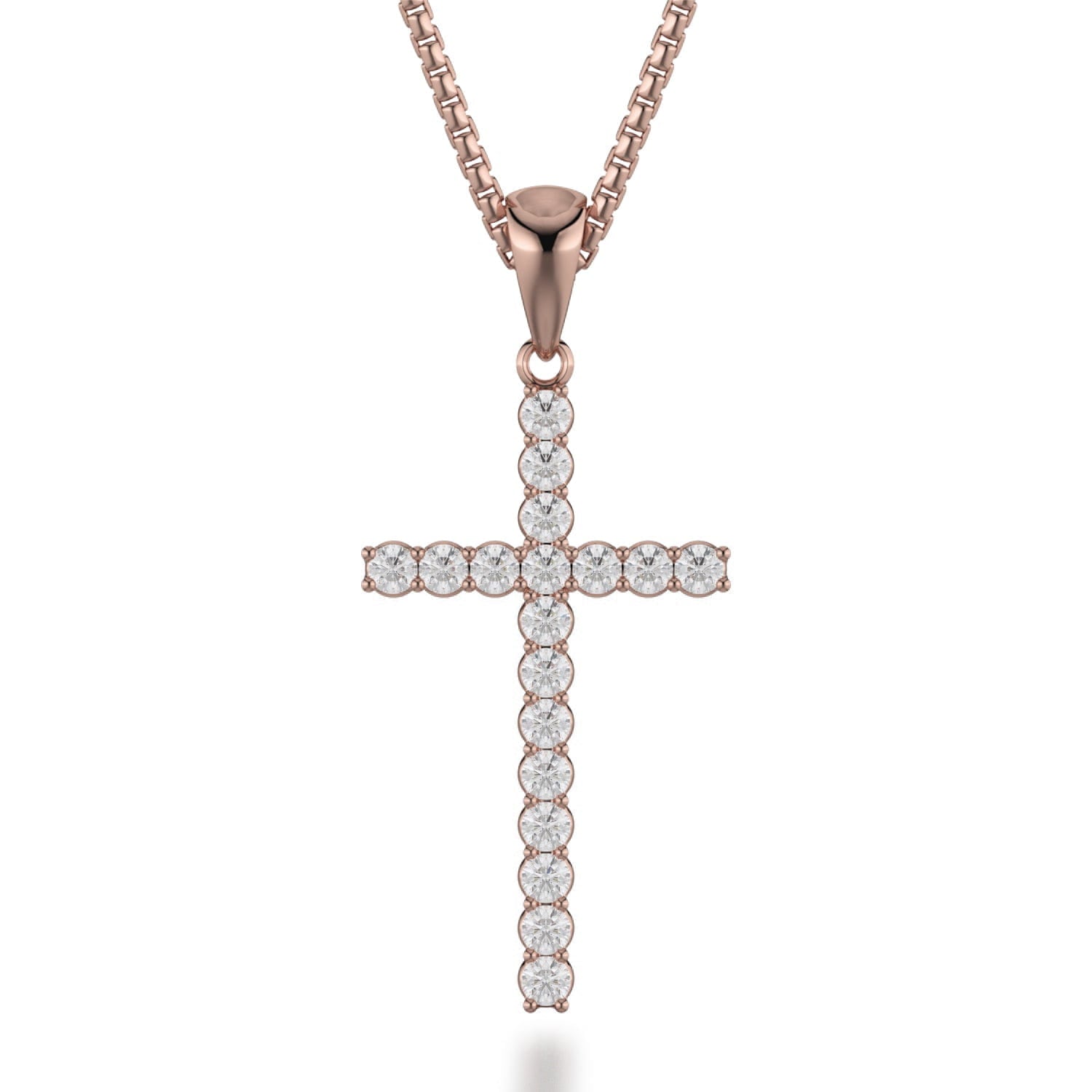MICHAEL M Necklaces 14K Rose Gold Classic Diamond Cross Necklace MP236