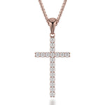 MICHAEL M Necklaces 14K Rose Gold Classic Diamond Cross Necklace MP232RG