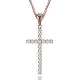 MICHAEL M Necklaces 14K Rose Gold Classic Diamond Cross Necklace MP232RG