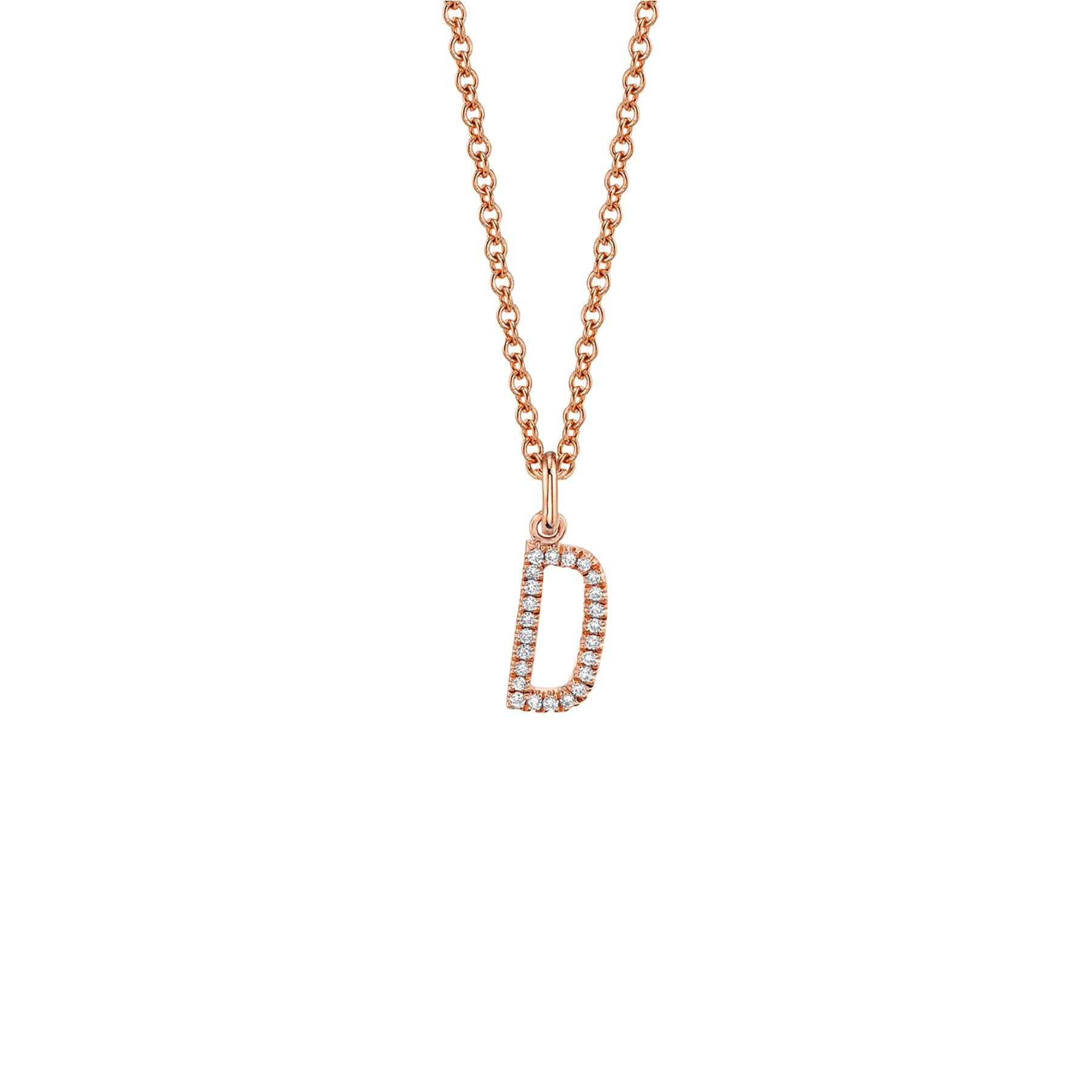 MICHAEL M Necklaces 14K Rose Gold / D Diamond Initial Pendant P141D