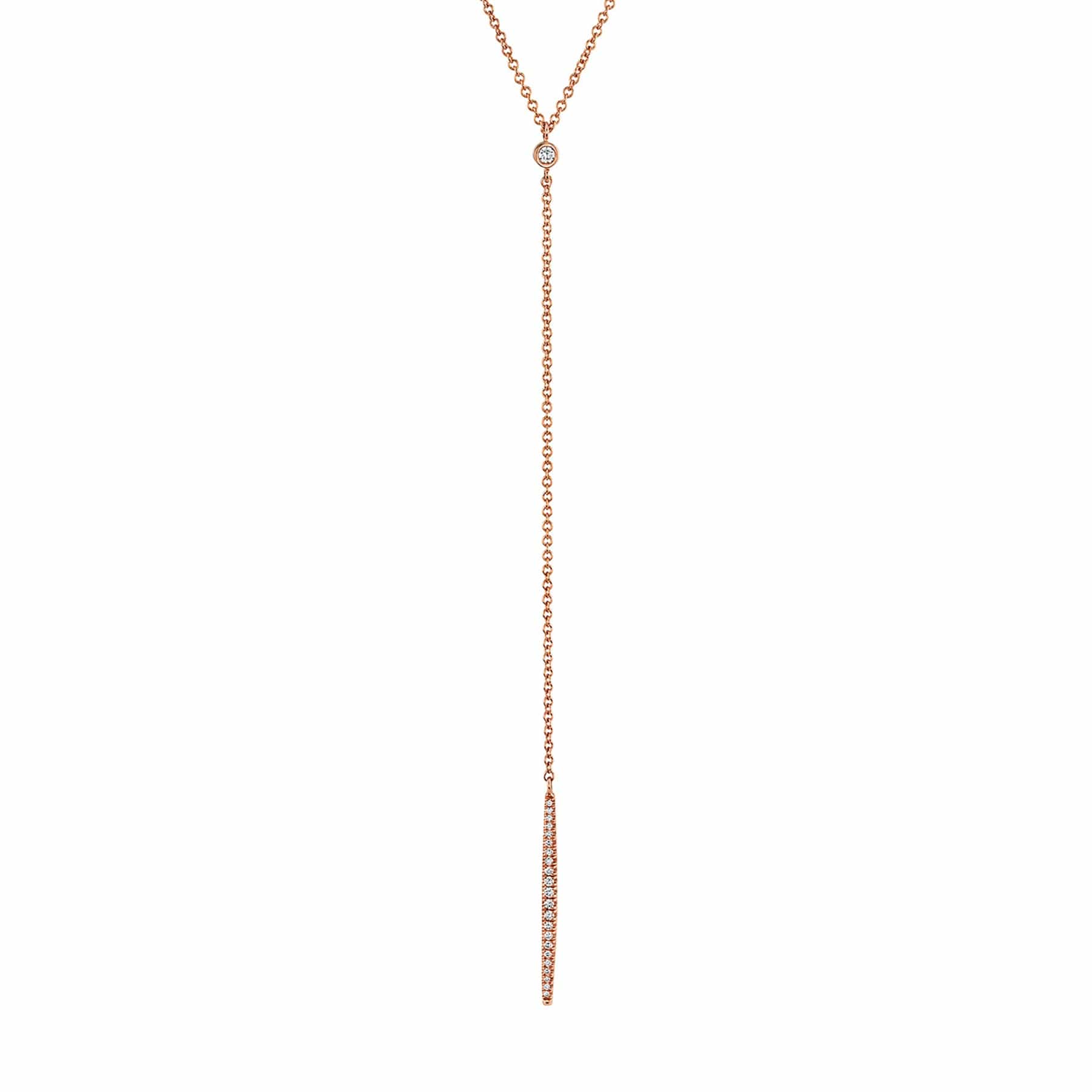 MICHAEL M Necklaces 14K Rose Gold Diamond Linear Drop Necklace CN216