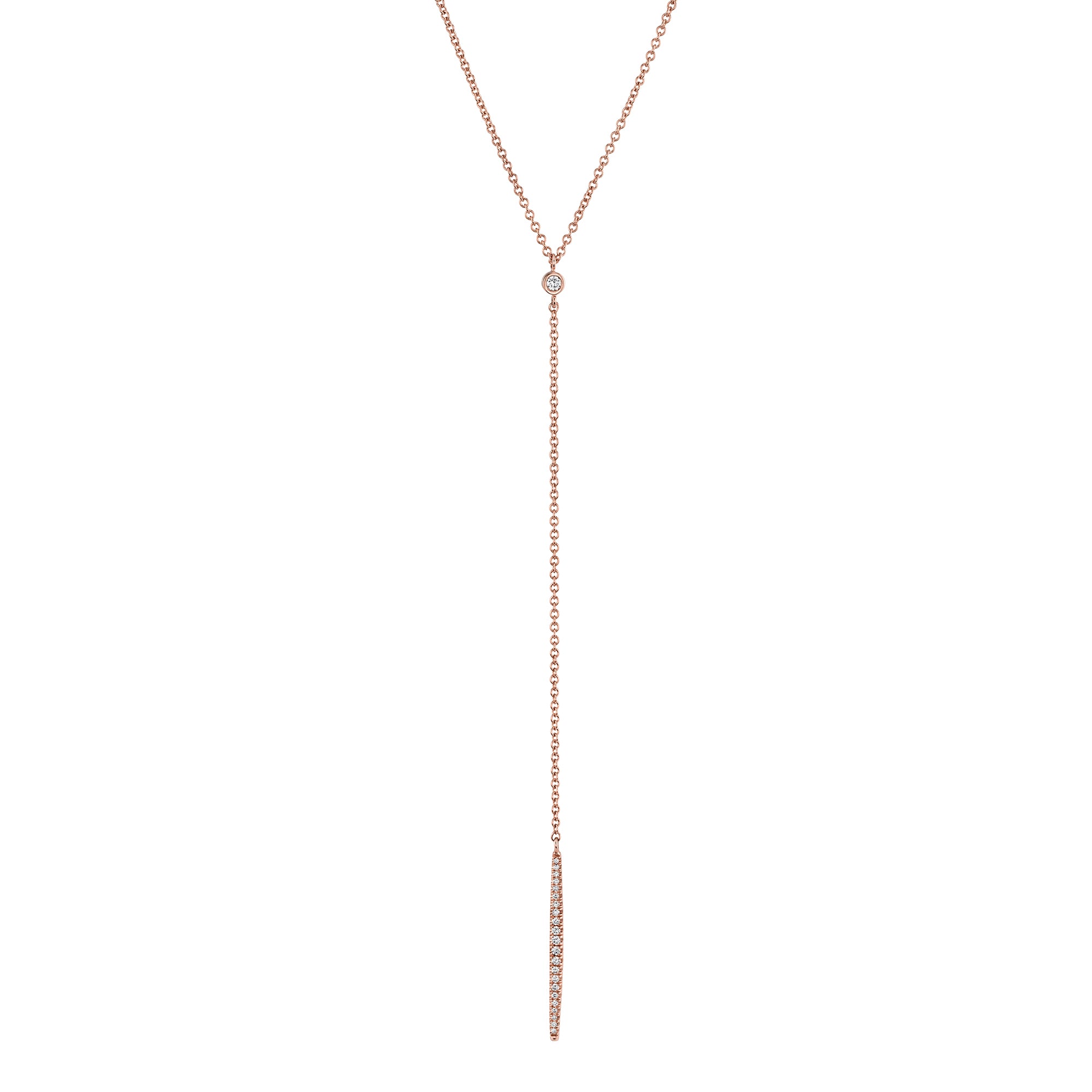 MICHAEL M Necklaces 14K Rose Gold Diamond Linear Drop Necklace CN216-RG
